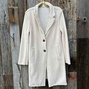 Milio Milano Beige Collar Corduroy Coat with Pockets